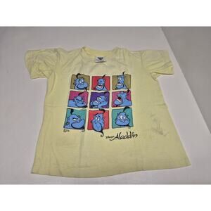 Vintage DISNEY Aladdin & Genie Friends T-shirt Kids Size 12-14 YELLOW